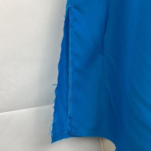 Baja East Blue One Shoulder top with frayed hem size 00 EUC - Picture 5 of 12
